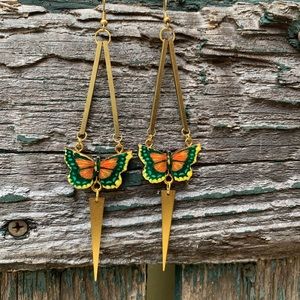 Handmade butterfly earrings with brass finding